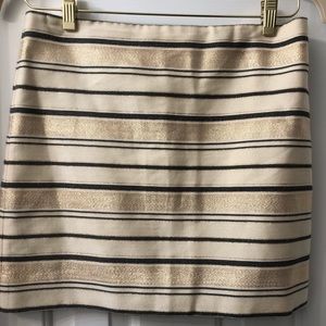 J. Crew navy and gold striped mini skirt